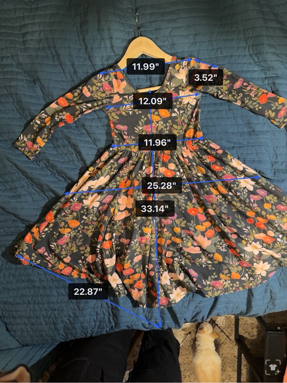 Alice + Ames Floral Long-Sleeve Twirl Dress - Gray with Multicolor Flowers - Picture 5 of 5